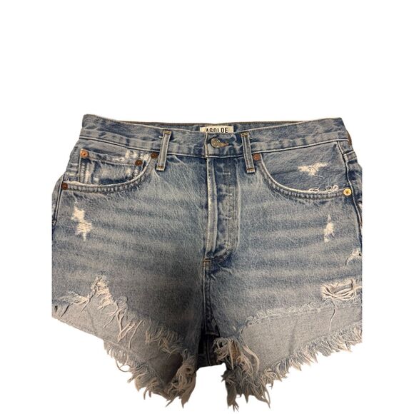 AGOLDE size 26 cut off distressed jean denim shorts - EUC - Picture 7 of 9